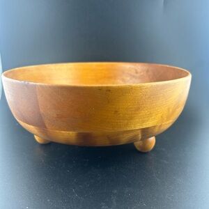 Vintage Wolverine Wood Footed Bowl – Mid Century Modern Serving / Display Piece